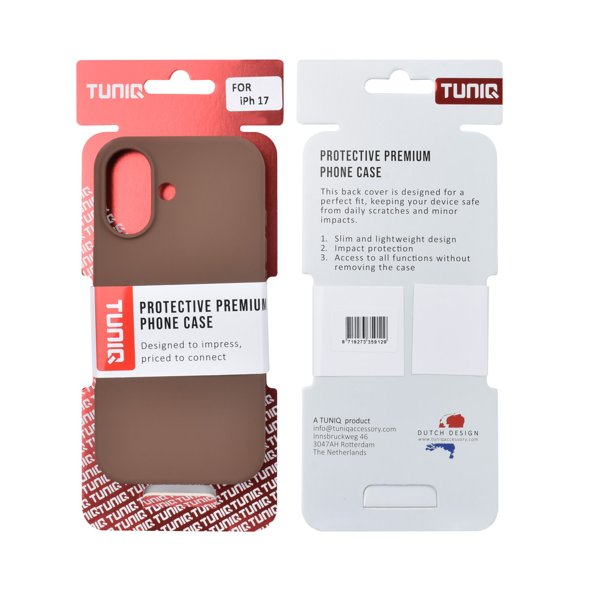 TUNIQ TUNIQ iPhone 17 Backcover hoesje - Full Silicone - Bruin, foto 3 van 6