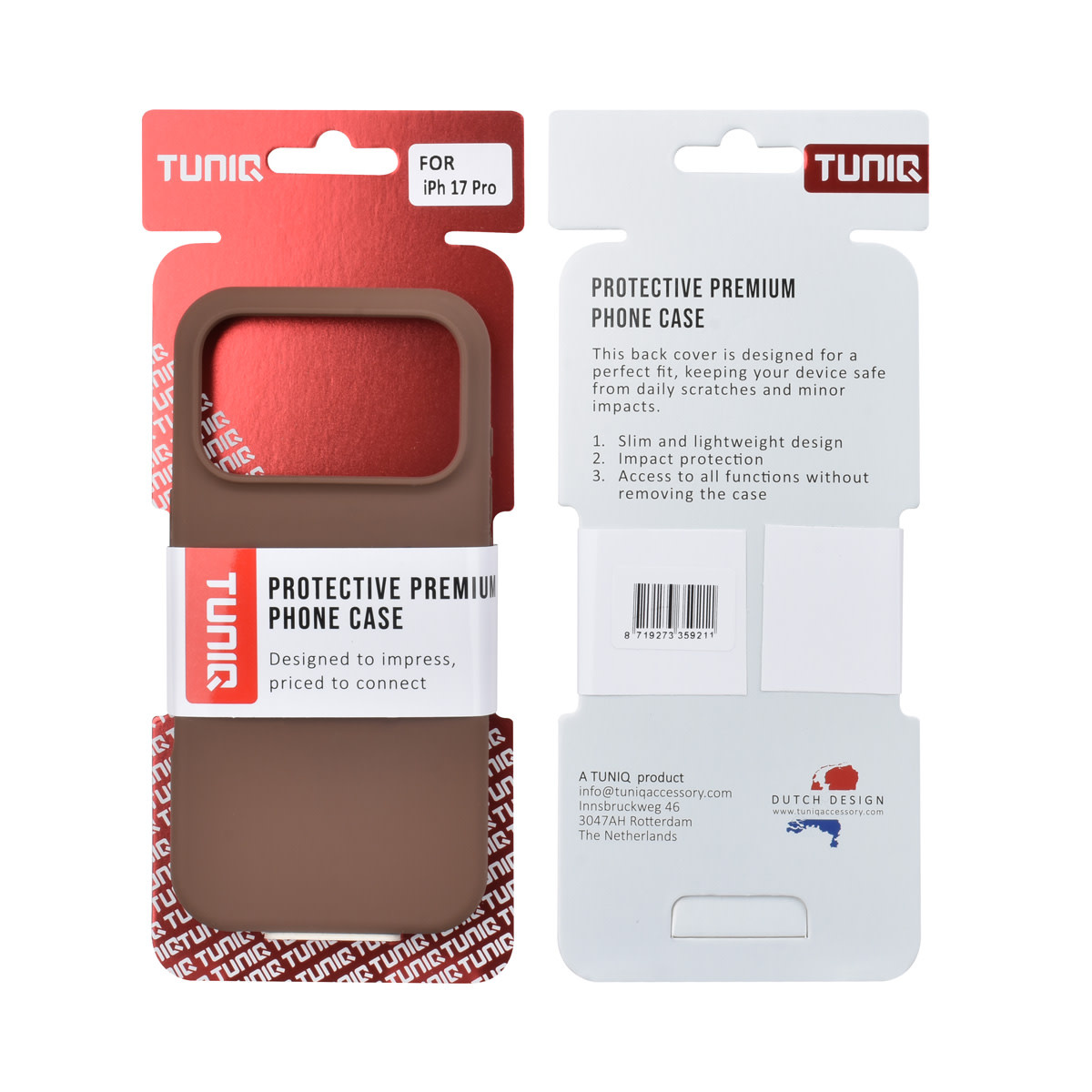 TUNIQ TUNIQ iPhone 17 Pro Backcover hoesje - Full Silicone - Bruin, foto 3 van 6