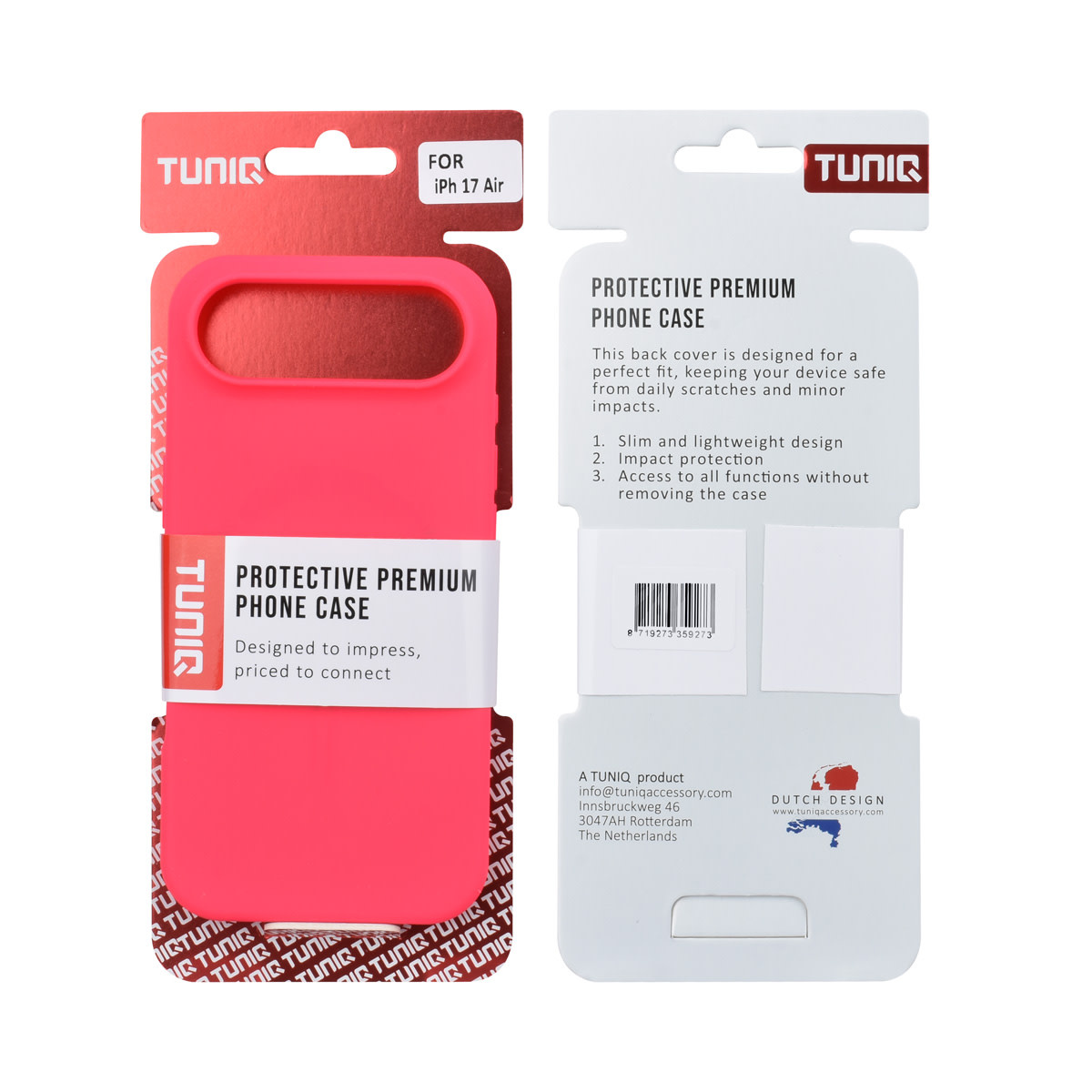 TUNIQ TUNIQ iPhone 17 Air Backcover hoesje - Full Silicone - Felroze, foto 3 van 6