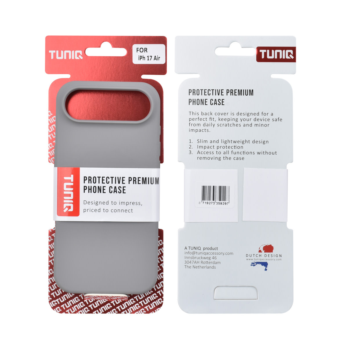 TUNIQ TUNIQ iPhone 17 Air Backcover hoesje - Full Silicone - Grijs, foto 3 van 6