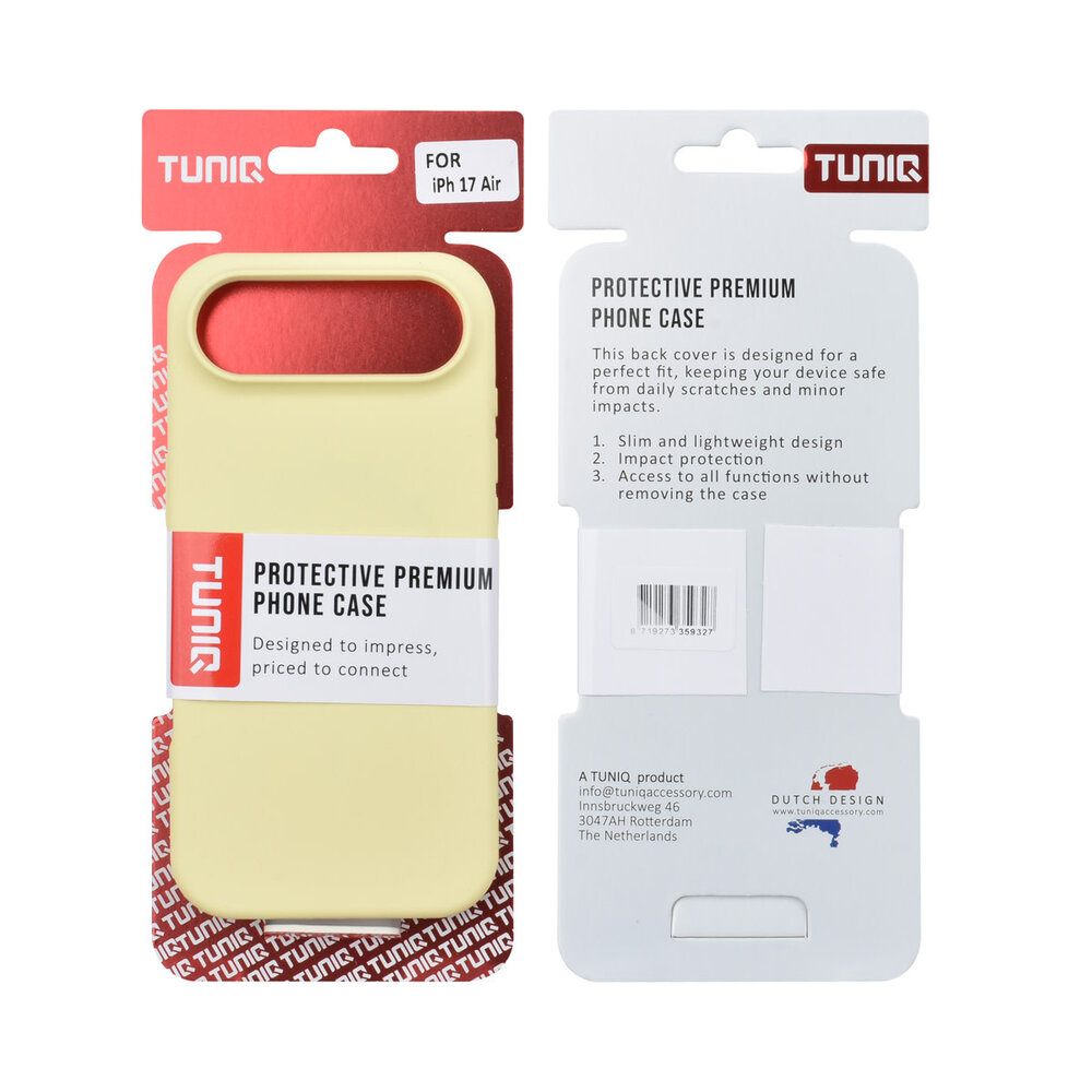 TUNIQ TUNIQ iPhone 17 Air Back-Cover hul - Full Silicone - Gelb TUNIQ TUNIQ iPhone 17 Air Back-Cover hul - Full Silicone - Gelb