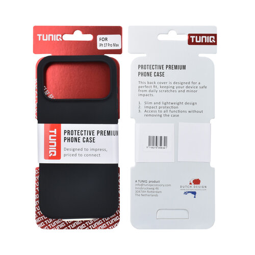 TUNIQ TUNIQ iPhone 17 Pro Max/iPhone 18 Pro Max Coque arrière Entièrement en silicone - Noir
