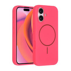 TUNIQ iPhone 16 Back cover coque - Magsafe - Full Silicone - Rose vif