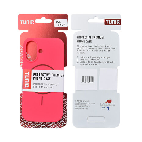 TUNIQ TUNIQ iPhone 16 Back-Cover hul - Magsafe - Full Silicone - Hot Pink