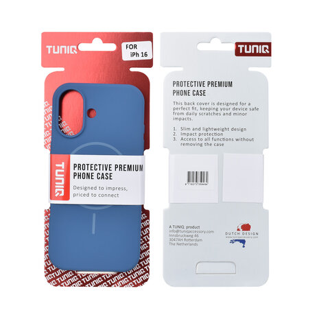 TUNIQ TUNIQ iPhone 16 Back cover case - Magsafe - Full Silicone - Blue