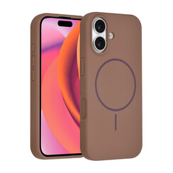 TUNIQ iPhone 16 Back cover coque - Magsafe - Full Silicone - Marron