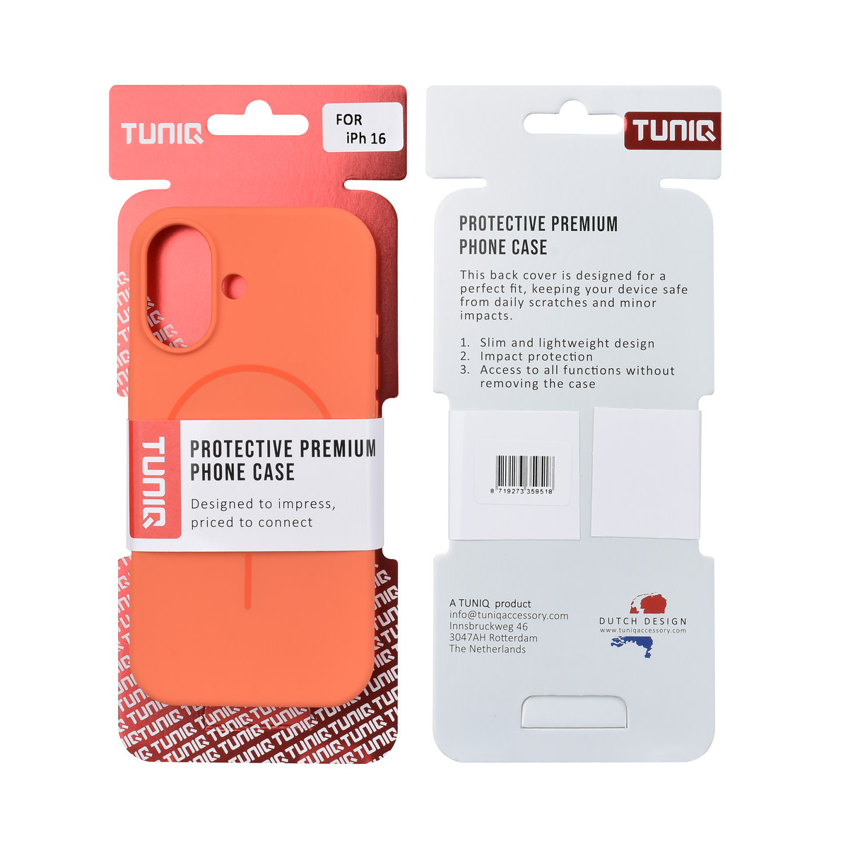 TUNIQ TUNIQ iPhone 16 Backcover hoesje - Magsafe - Full Silicone - Oranje, foto 3 van 6