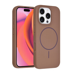 TUNIQ iPhone 16 Pro Back cover coque - Magsafe - Full Silicone - Marron