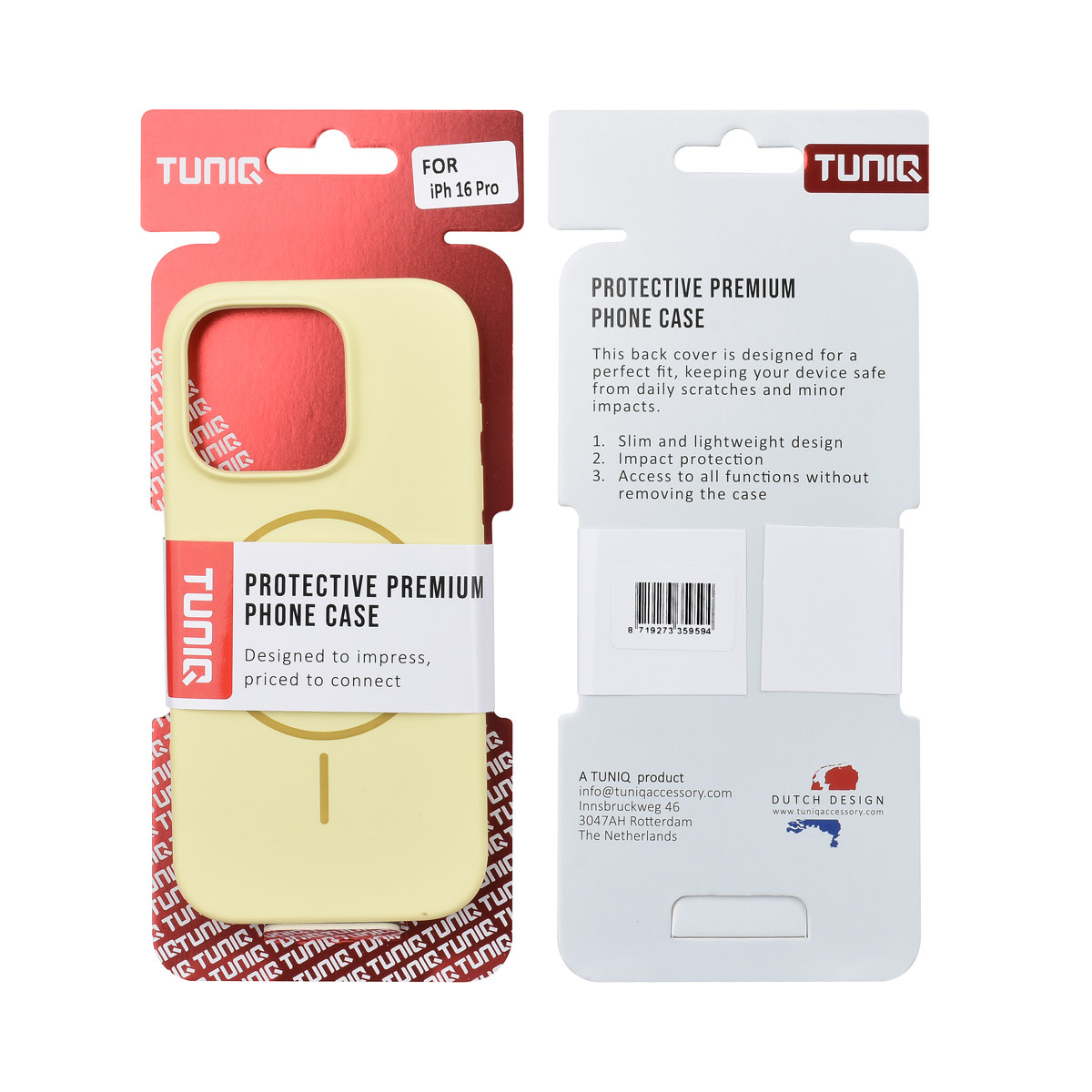 TUNIQ TUNIQ iPhone 16 Pro Backcover hoesje - Magsafe - Full Silicone - Geel, foto 3 van 6
