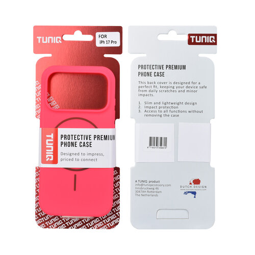 TUNIQ TUNIQ iPhone 17 Pro/iPhone 18 Pro Coque arrière MagSafe Entièrement en silicone - Rose vif