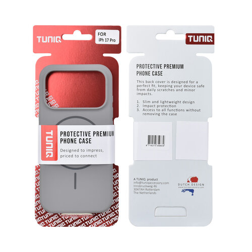 TUNIQ TUNIQ iPhone 17 Pro/iPhone 18 Pro Coque arrière MagSafe Entièrement en silicone - Gris