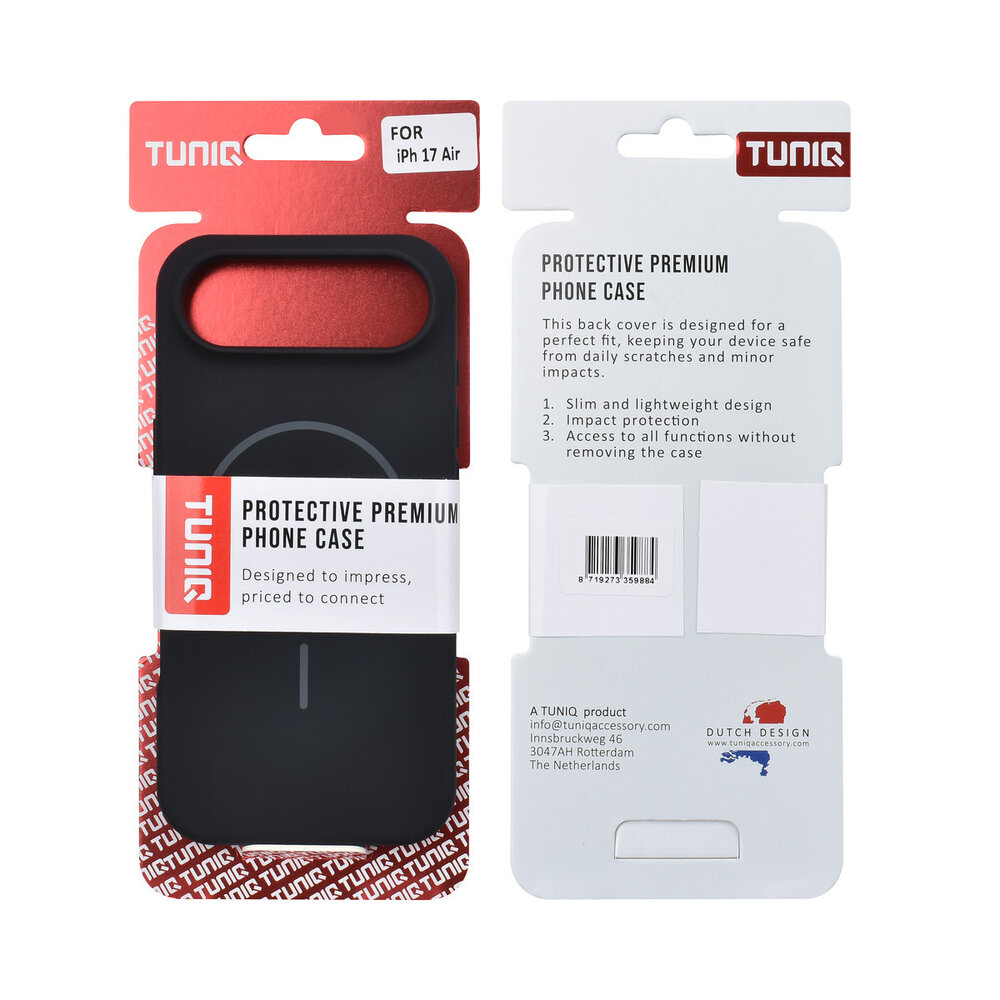 TUNIQ TUNIQ iPhone 17 Air Back-Cover hul - Magsafe - Full Silicone - Schwarz TUNIQ TUNIQ iPhone 17 Air Back-Cover hul - Magsafe - Full Silicone - Schwarz