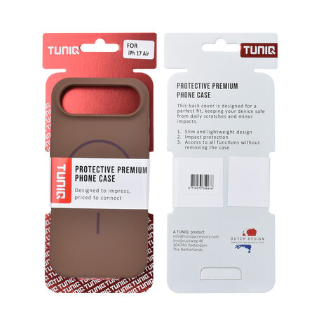 TUNIQ TUNIQ iPhone 17 Air Backcover hoesje - Magsafe - Full Silicone - Bruin