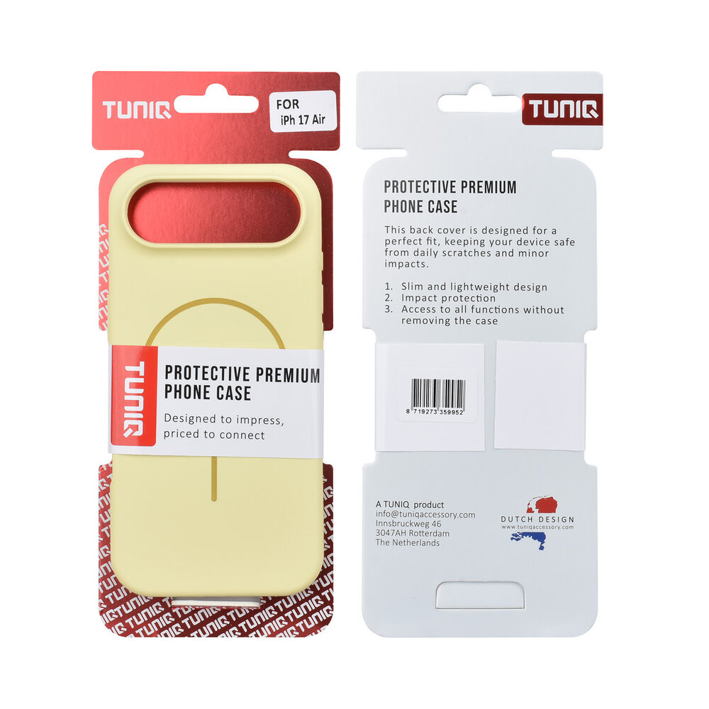 TUNIQ TUNIQ iPhone 17 Air Backcover hoesje - Magsafe - Full Silicone - Geel