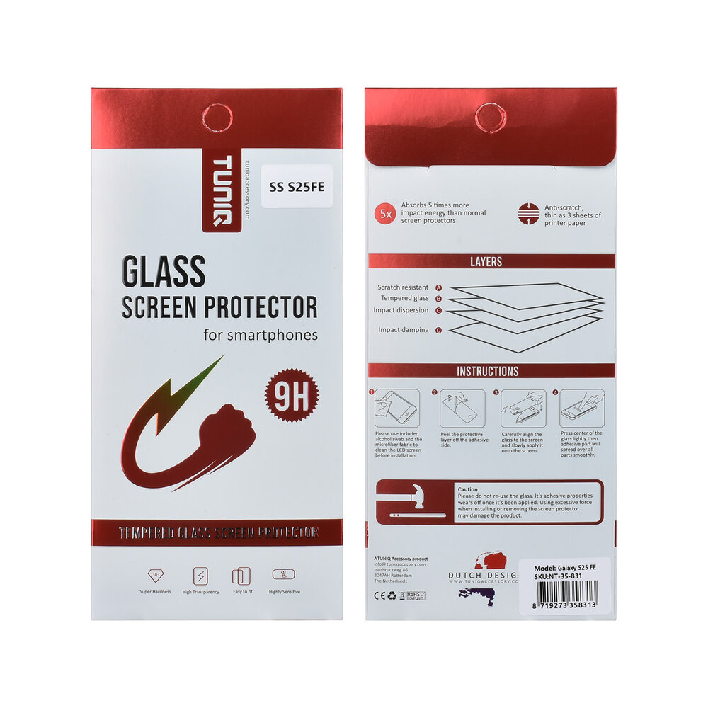 TUNIQ Box of 10 - TUNIQ Galaxy S25 FE Screenprotector - Tempered Glass - Transparant