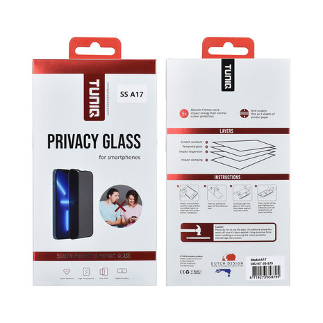 TUNIQ TUNIQ Galaxy A17 Screenprotector - Privacy Glass - Zwart