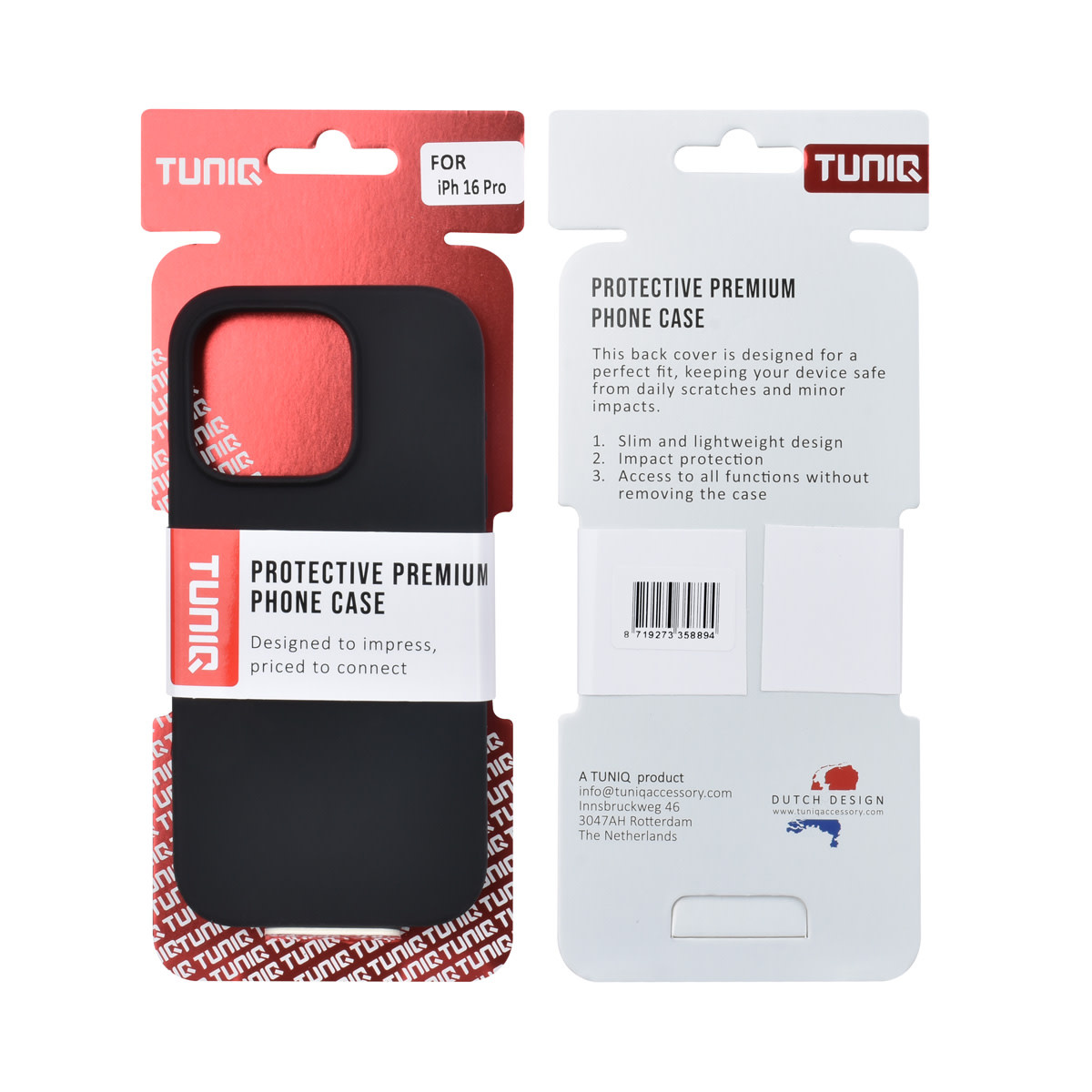 TUNIQ TUNIQ iPhone 16 Pro Backcover hoesje - Full Silicone - Zwart, foto 6 van 6