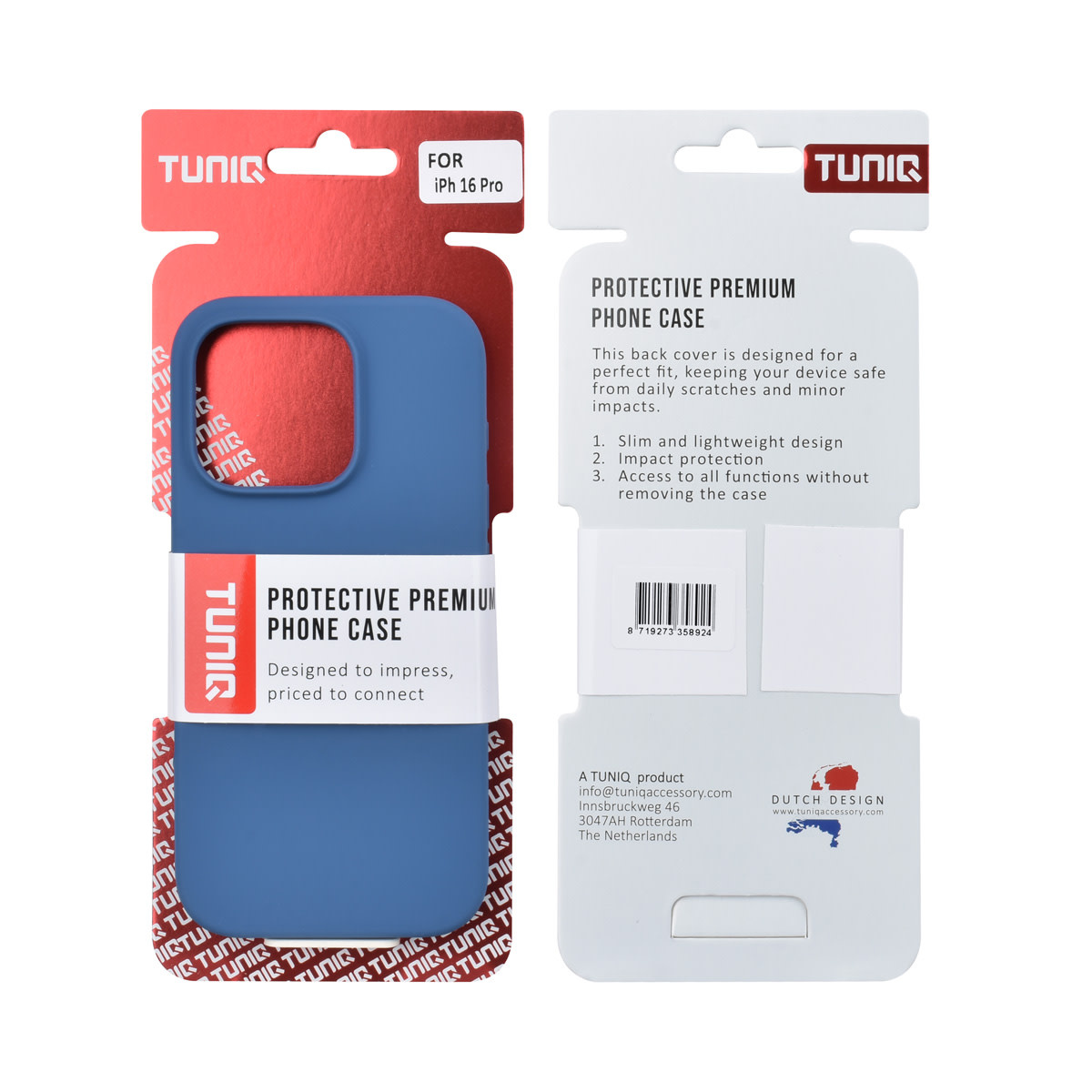 TUNIQ TUNIQ iPhone 16 Pro Backcover hoesje - Full Silicone - Blauw, foto 6 van 6