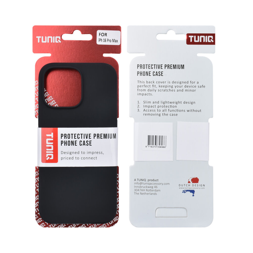 TUNIQ TUNIQ iPhone 16 Pro Max Backcover hoesje - Full Silicone - Zwart