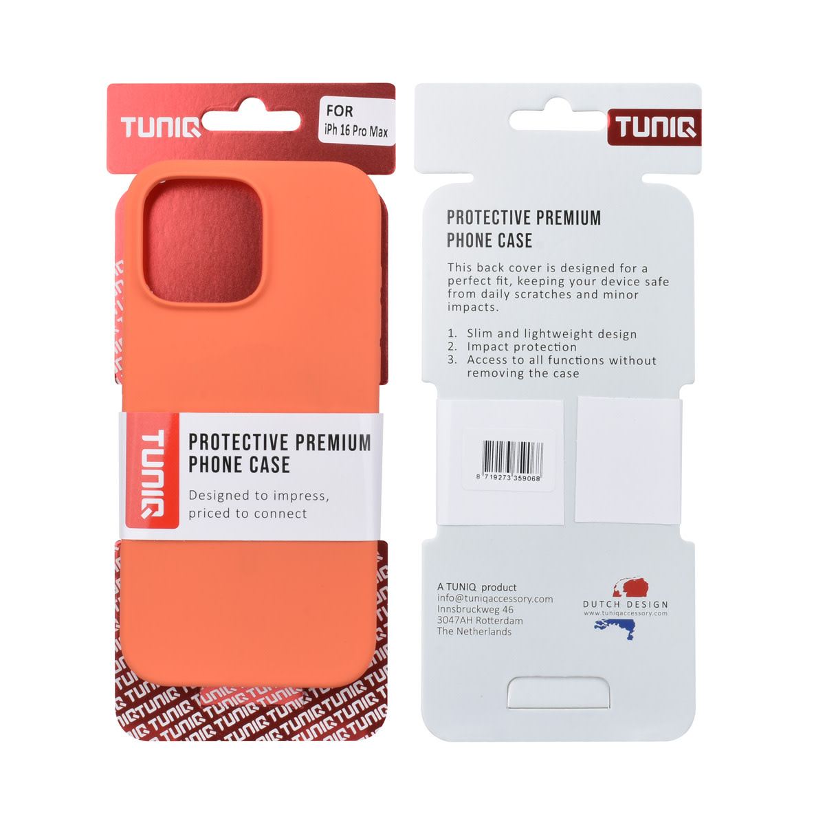 TUNIQ TUNIQ iPhone 16 Pro Max Backcover hoesje - Full Silicone - Oranje, foto 6 van 6