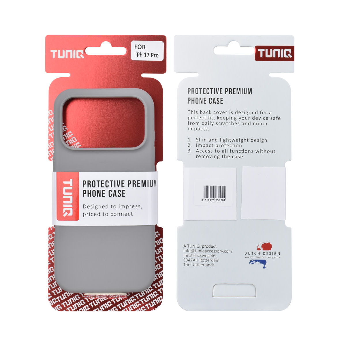 TUNIQ TUNIQ iPhone 17 Pro Backcover hoesje - Full Silicone - Grijs, foto 6 van 6