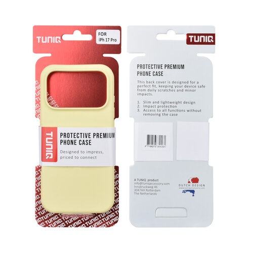 TUNIQ TUNIQ iPhone 17 Pro/iPhone 18 Pro Coque arrière Entièrement en silicone - Jaune