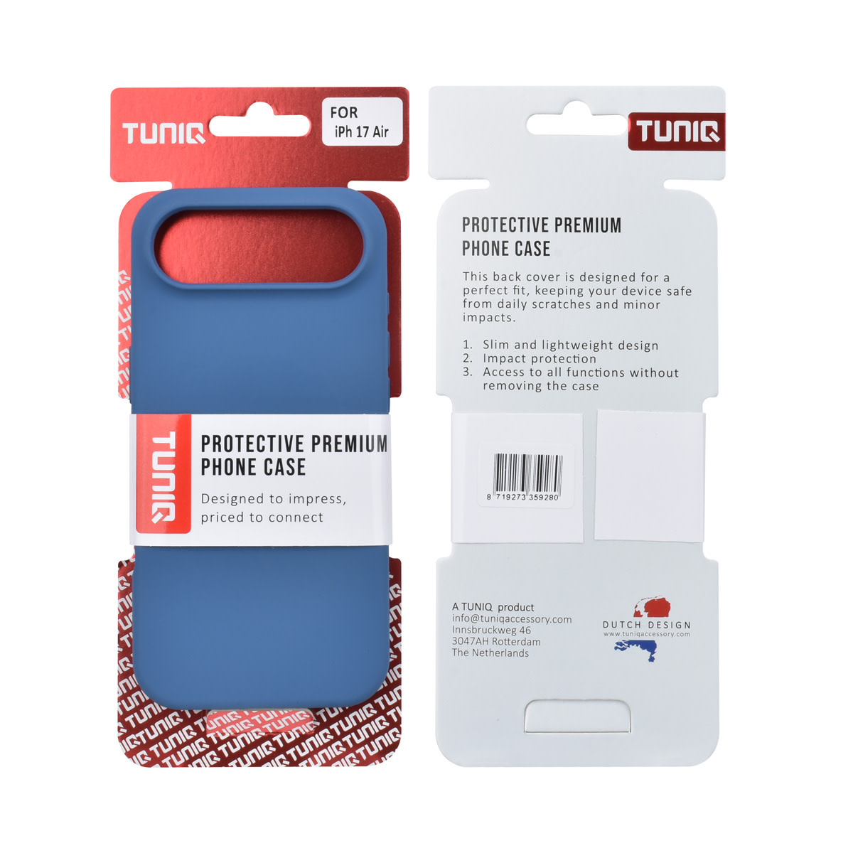 TUNIQ TUNIQ iPhone 17 Air Backcover hoesje - Full Silicone - Blauw, foto 6 van 6