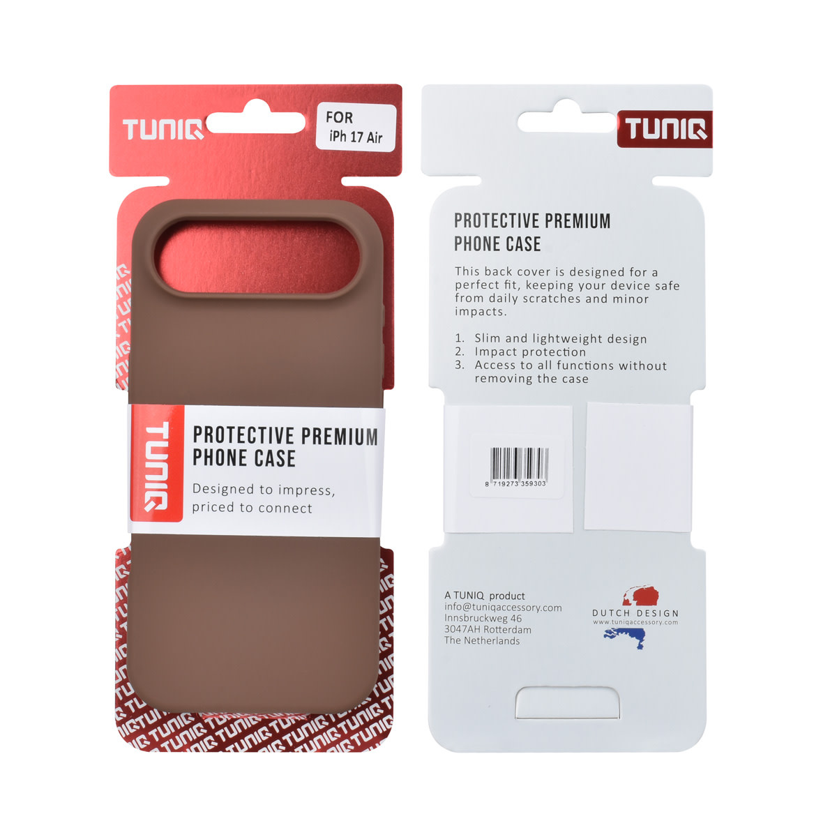 TUNIQ TUNIQ iPhone 17 Air Backcover hoesje - Full Silicone - Bruin, foto 6 van 6