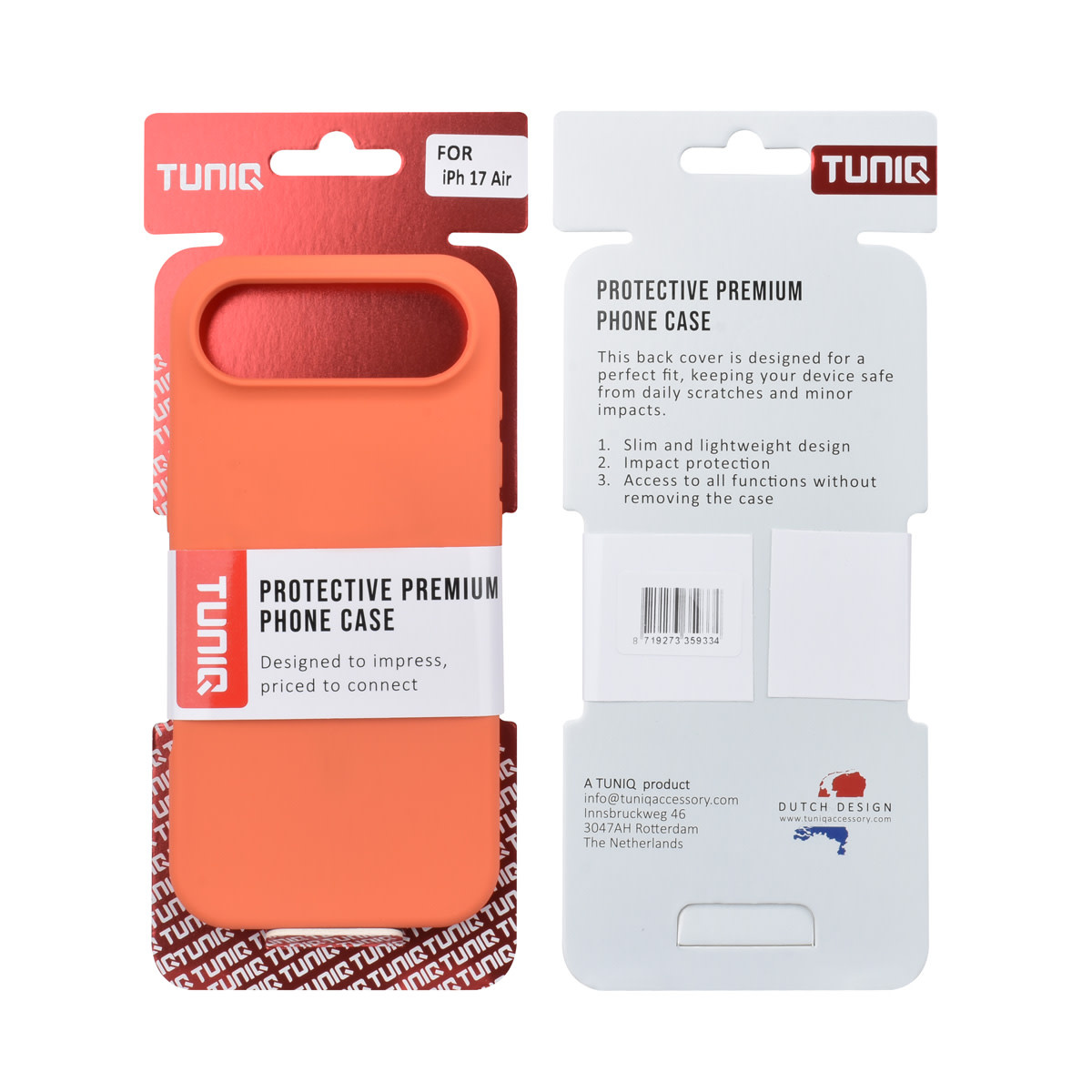 TUNIQ TUNIQ iPhone 17 Air Backcover hoesje - Full Silicone - Oranje, foto 6 van 6