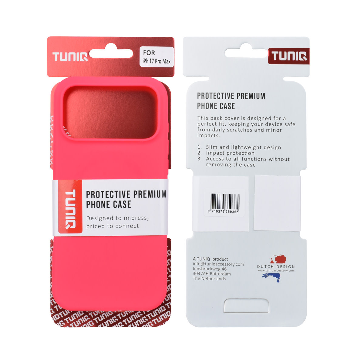 TUNIQ TUNIQ iPhone 17 Pro Max Backcover hoesje - Full Silicone - Felroze, foto 6 van 6
