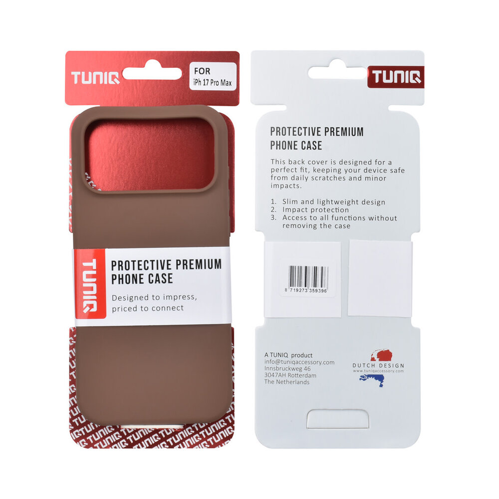 TUNIQ TUNIQ iPhone 17 Pro Max Backcover hoesje - Full Silicone - Bruin