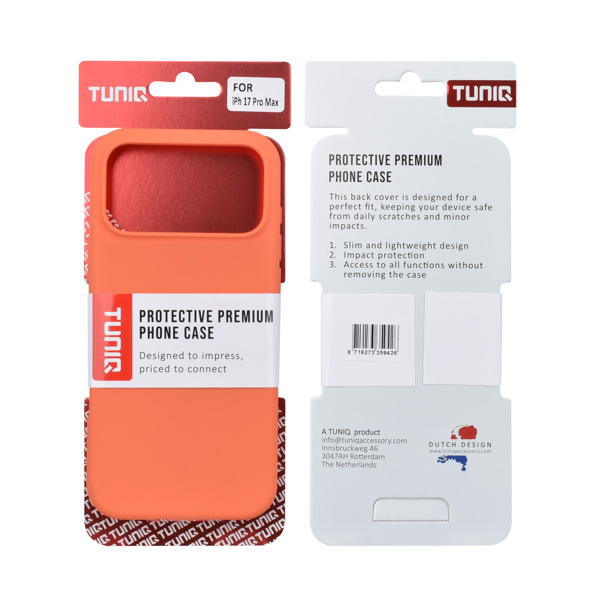 TUNIQ TUNIQ iPhone 17 Pro Max Backcover hoesje - Full Silicone - Oranje, foto 6 van 6