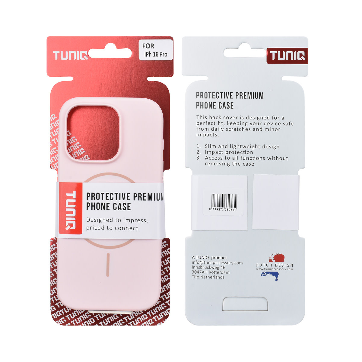 TUNIQ TUNIQ iPhone 16 Pro Backcover hoesje - Magsafe - Full Silicone - Roze, foto 5 van 6