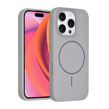 TUNIQ TUNIQ iPhone 16 Pro Back cover coque - Magsafe - Full Silicone - Gris