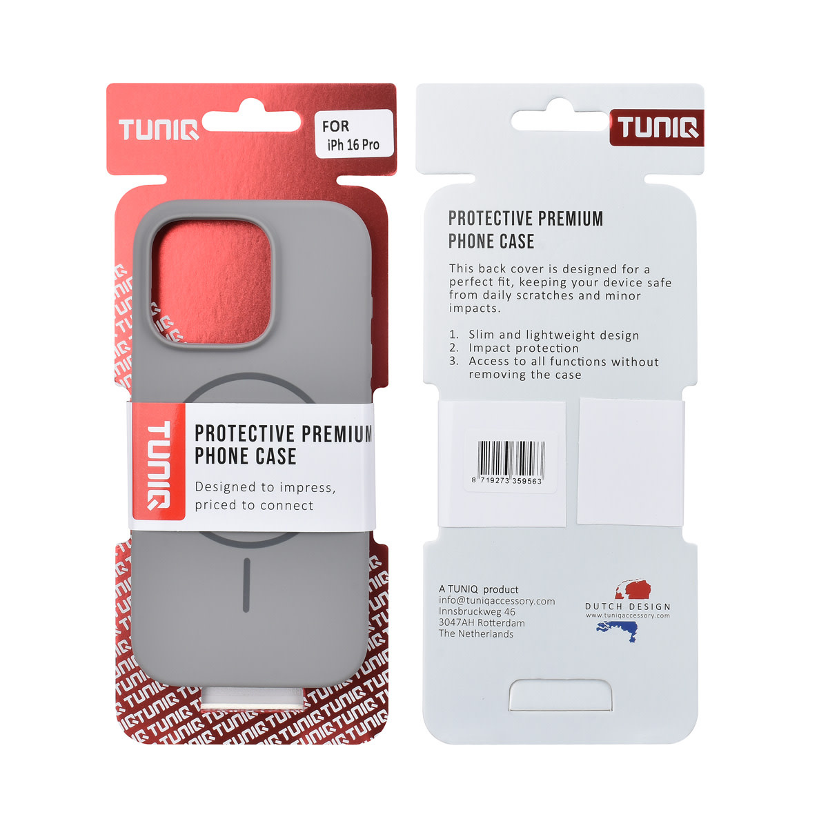 TUNIQ TUNIQ iPhone 16 Pro Backcover hoesje - Magsafe - Full Silicone - Grijs, foto 6 van 6
