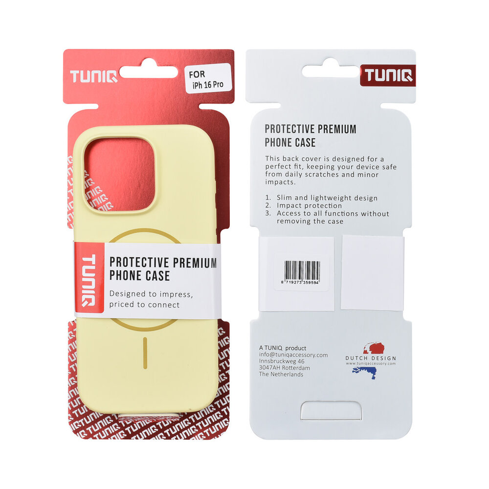 TUNIQ TUNIQ iPhone 16 Pro Back-Cover hul - Magsafe - Full Silicone - Gelb