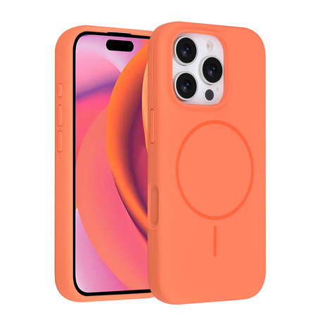 TUNIQ TUNIQ iPhone 16 Pro Back-Cover hul - Magsafe - Full Silicone - Orange TUNIQ TUNIQ iPhone 16 Pro Back-Cover hul - Magsafe - Full Silicone - Orange