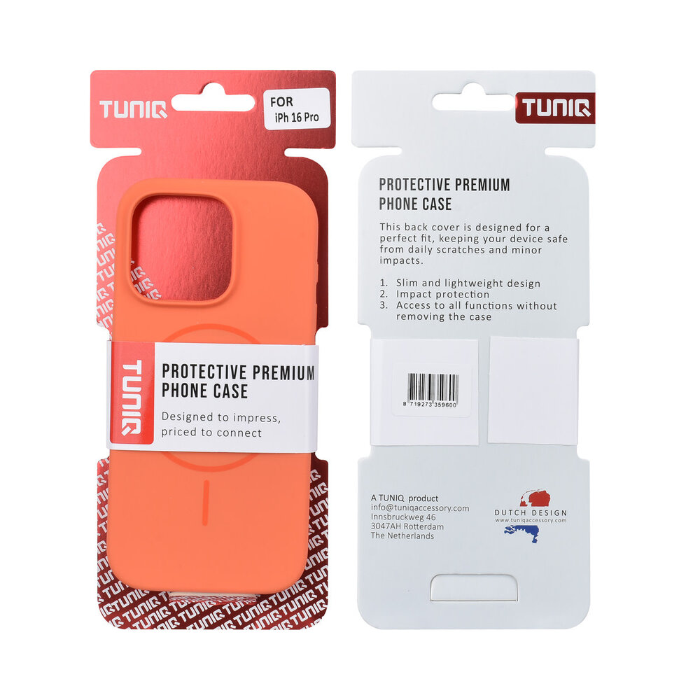 TUNIQ TUNIQ iPhone 16 Pro Backcover hoesje - Magsafe - Full Silicone - Oranje