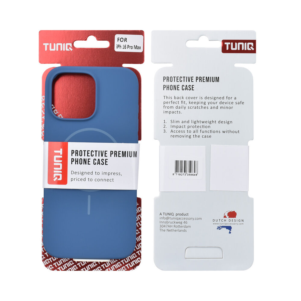 TUNIQ TUNIQ iPhone 16 Pro Max Backcover hoesje - Magsafe - Full Silicone - Blauw