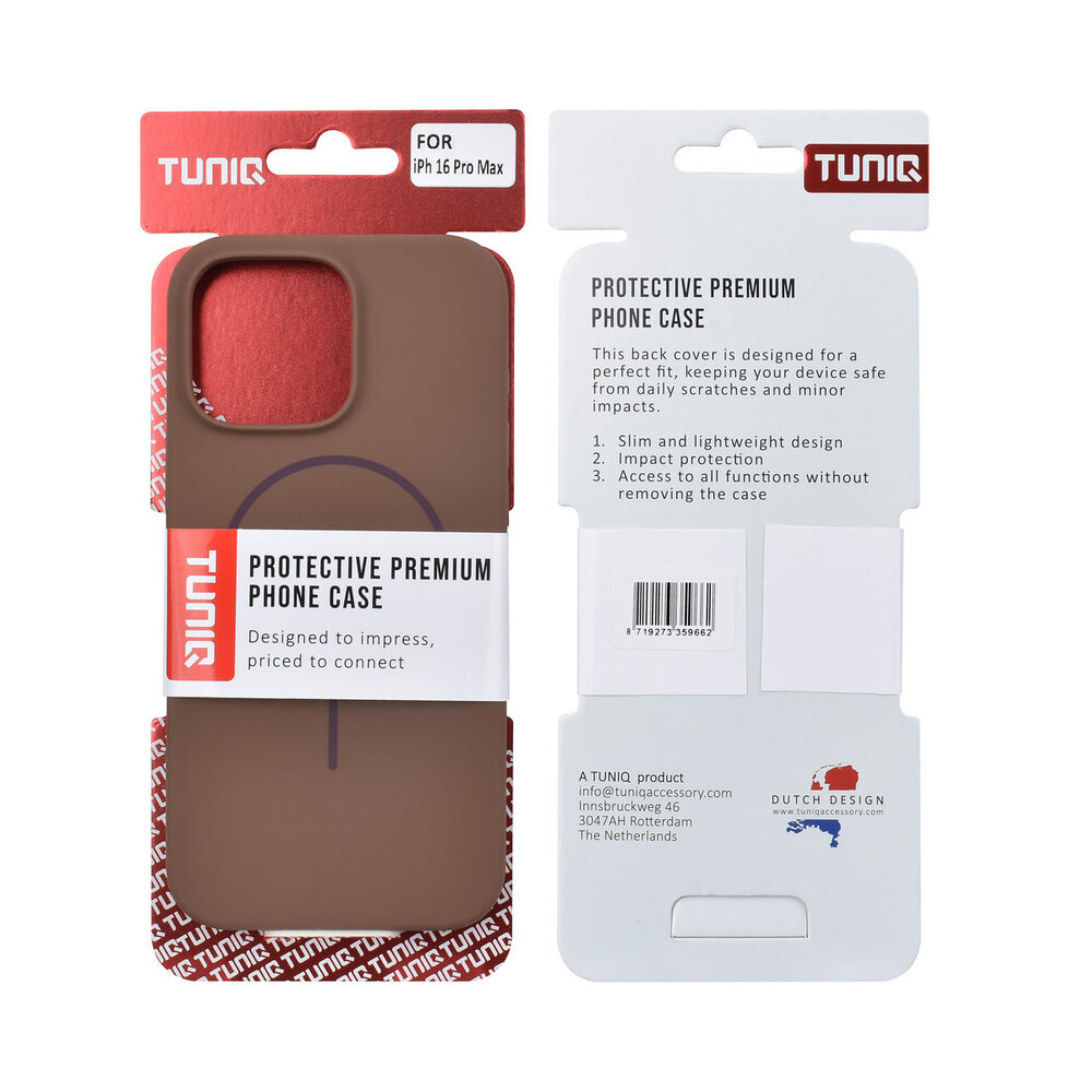 TUNIQ TUNIQ iPhone 16 Pro Max Backcover hoesje - Magsafe - Full Silicone - Bruin