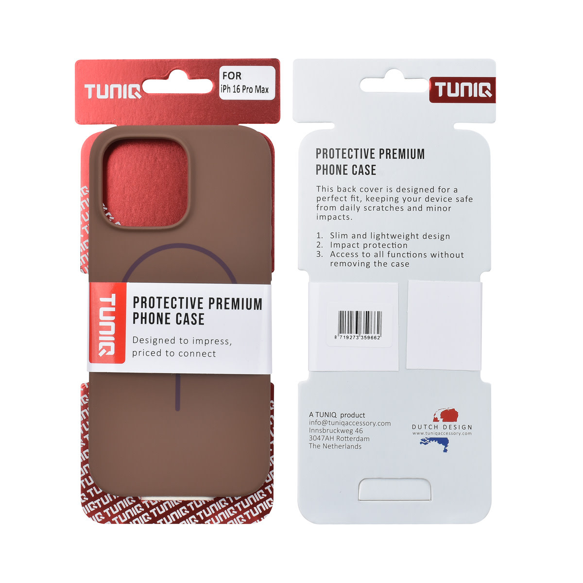 TUNIQ TUNIQ iPhone 16 Pro Max Backcover hoesje - Magsafe - Full Silicone - Bruin, foto 6 van 6