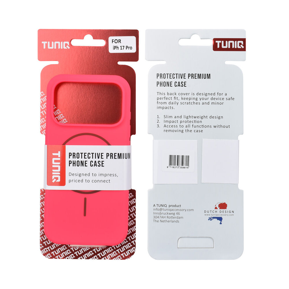 TUNIQ TUNIQ iPhone 17 Pro Backcover hoesje - Magsafe - Full Silicone - Felroze