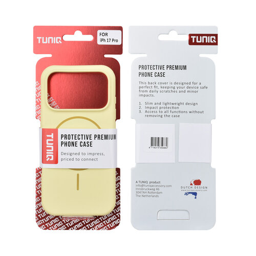 TUNIQ TUNIQ iPhone 17 Pro/iPhone 18 Pro Coque arrière MagSafe Entièrement en silicone - Jaune