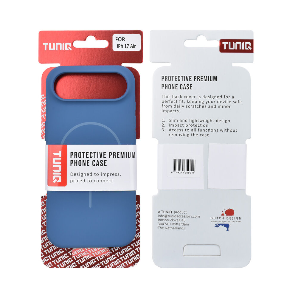 TUNIQ TUNIQ iPhone 17 Air Back cover coque - Magsafe - Full Silicone - Bleu TUNIQ TUNIQ iPhone 17 Air Back cover coque - Magsafe - Full Silicone - Bleu
