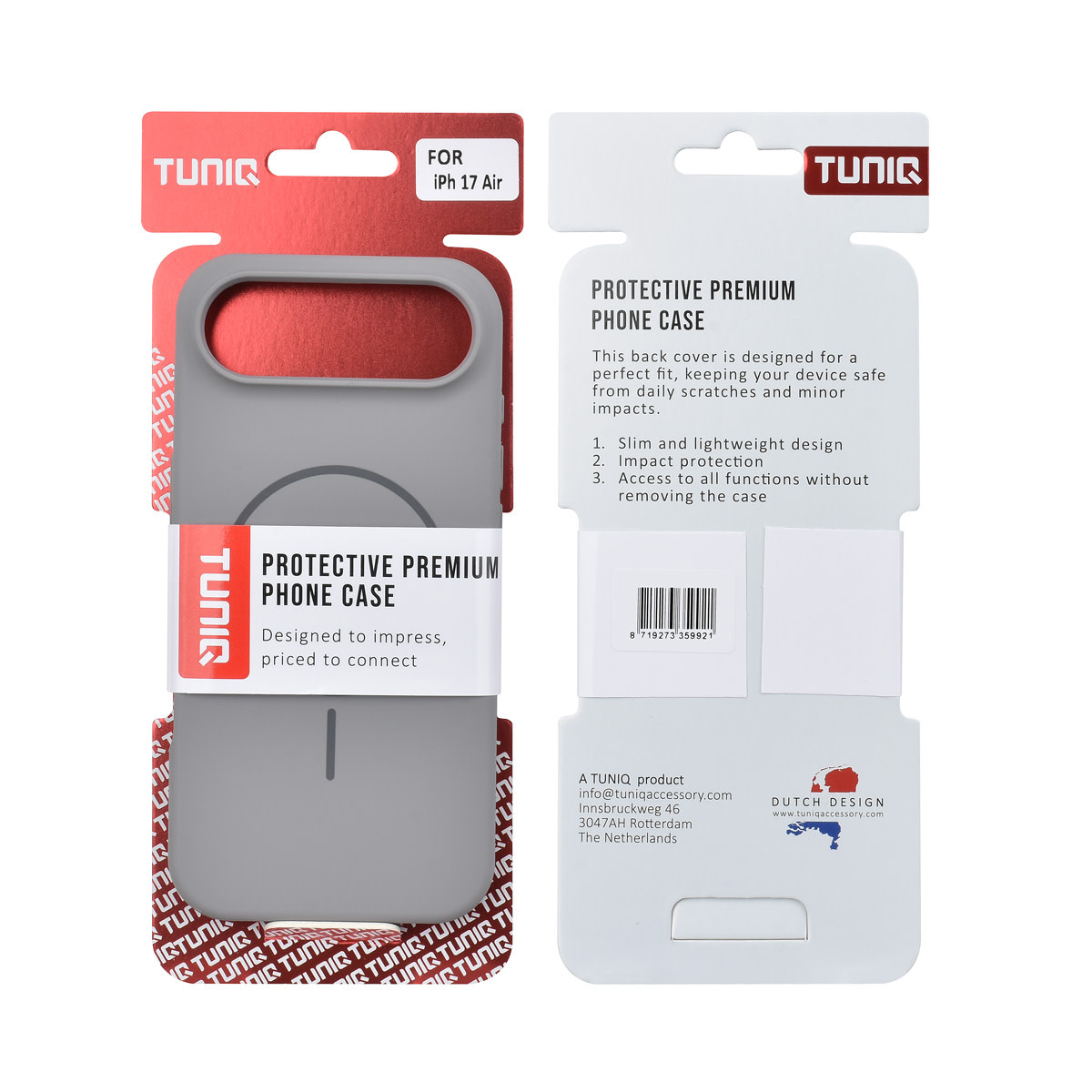 TUNIQ TUNIQ iPhone 17 Air Backcover hoesje - Magsafe - Full Silicone - Grijs, foto 6 van 6