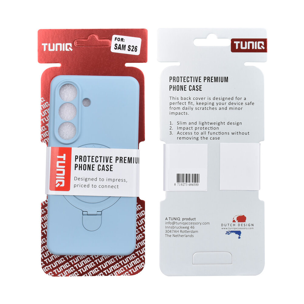 TUNIQ TUNIQ Galaxy S26 Back-Cover hul - Magsafe With Ring Stand - Hanger - Baby Blue TUNIQ TUNIQ Galaxy S26 Back-Cover hul - Magsafe With Ring Stand - Hanger - Baby Blue