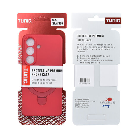 TUNIQ TUNIQ Galaxy S26 Backcover hoesje - Magsafe With Ring Stand - Hanger - Cherry Red