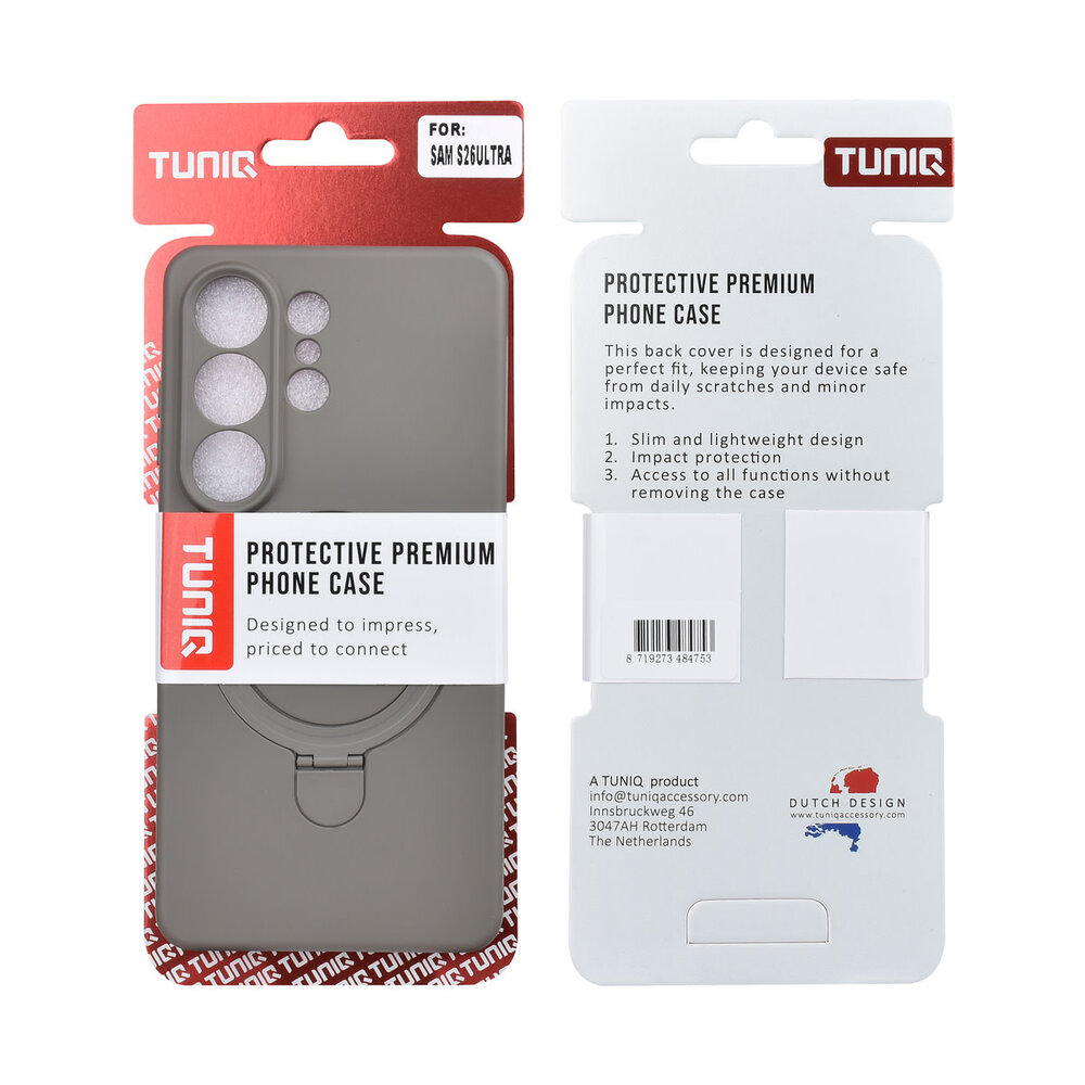 TUNIQ TUNIQ Galaxy S26 Ultra Backcover hoesje - Magsafe With Ring Stand - Hanger - Titanium Grey
