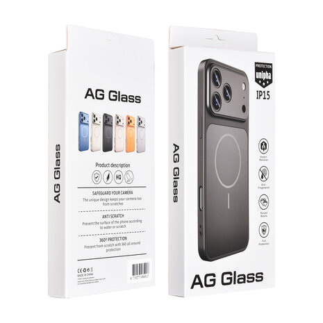 AG Matte Glass AG Matte Glass iPhone 15 Backcover hoesje - Magsafe full protection cover - Zwart