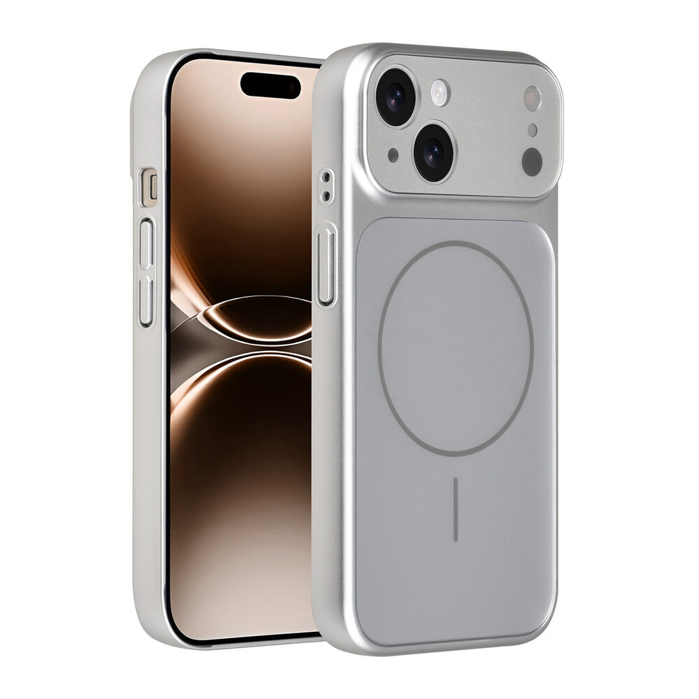 AG Matte Glass AG Matte Glass iPhone 15 Backcover hoesje - Magsafe full protection cover - Zilver